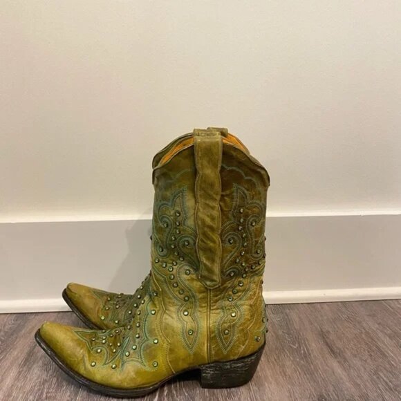 Old Gringo Green and Yellow Heeled Boots - Picture 3 of 7